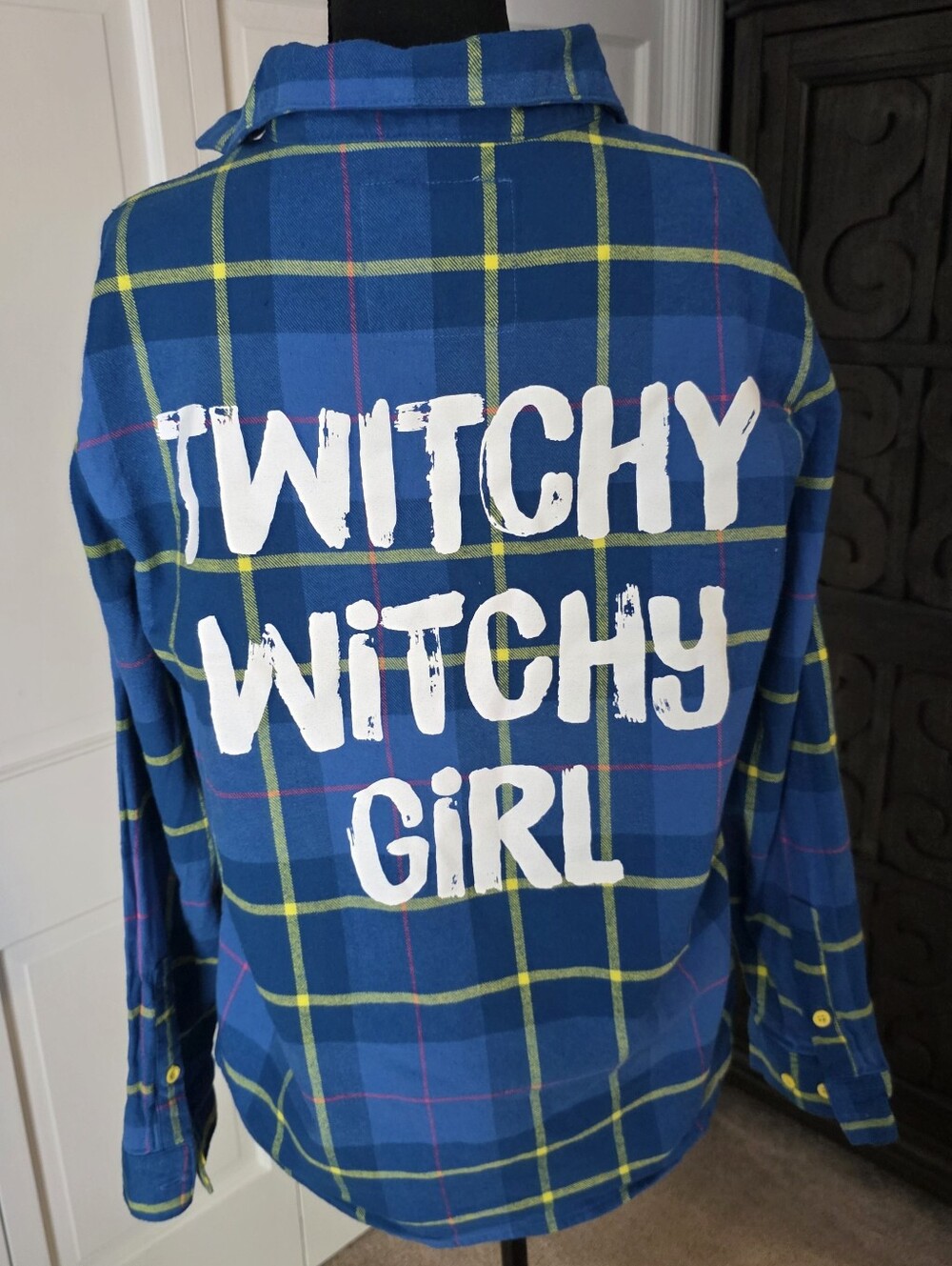 Coraline x Cakeworthy Plaid Button Down Shirt M Blue Flannel - Picture 2 of 11